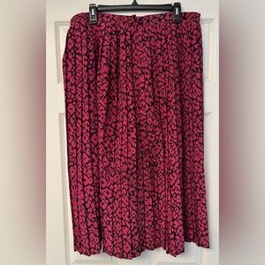 Vintage 90s Pleated Maxi Skirt Pink Black Leopard Print Size 18 Large USA Made